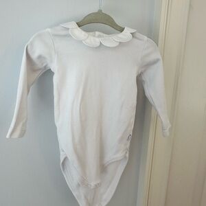 Jacadi baby girl bodysuit with poplin petal collar